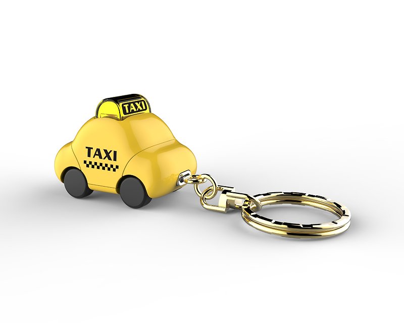 萌小車鑰匙圈-紐約黃Taxi (聖誕節禮物) - 鑰匙圈/鑰匙包 - 塑膠 黃色