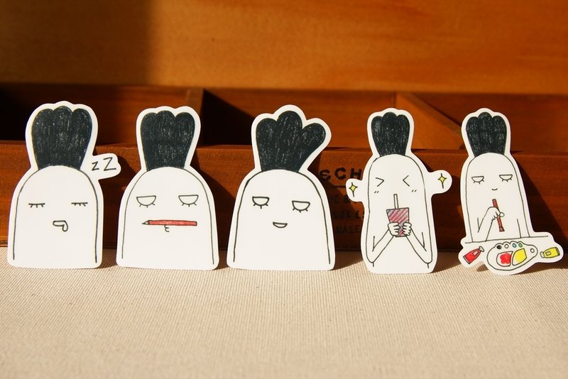 蘿蔔 手繪防水貼紙組 - 貼紙 - 防水材質 白色