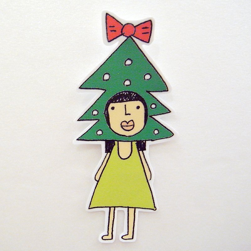 聖誕樹女孩大貼紙 - สติกเกอร์ - กระดาษ 