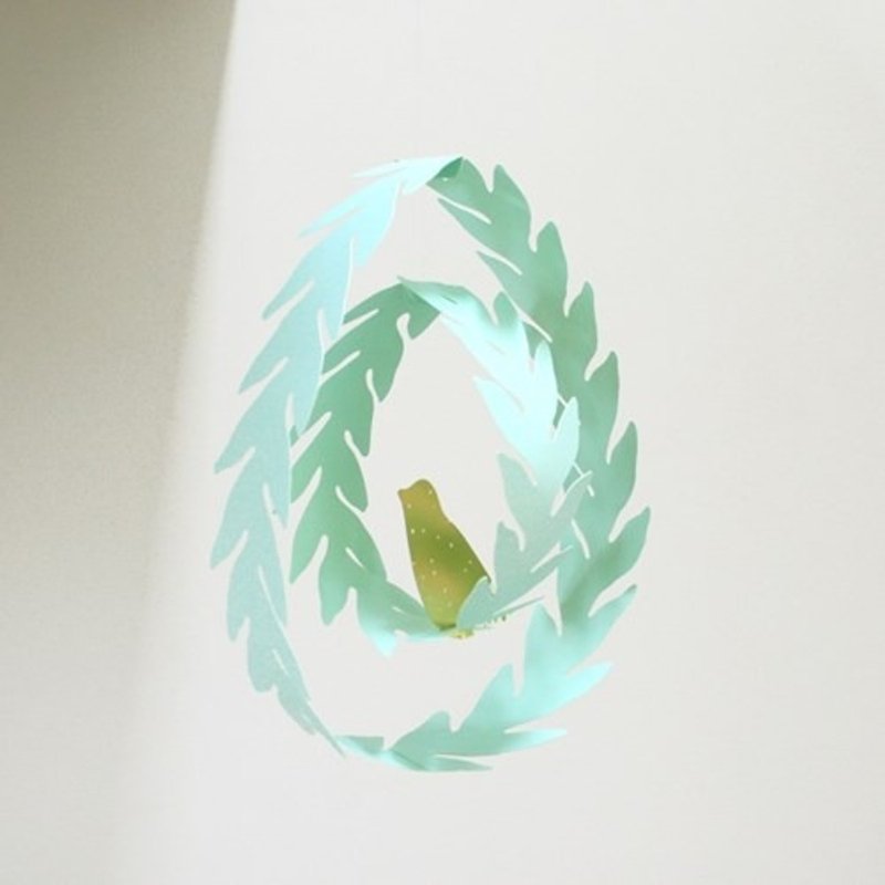 葉子裡的鳥兒DIY掛飾 - 擺飾/家飾品 - 紙 綠色