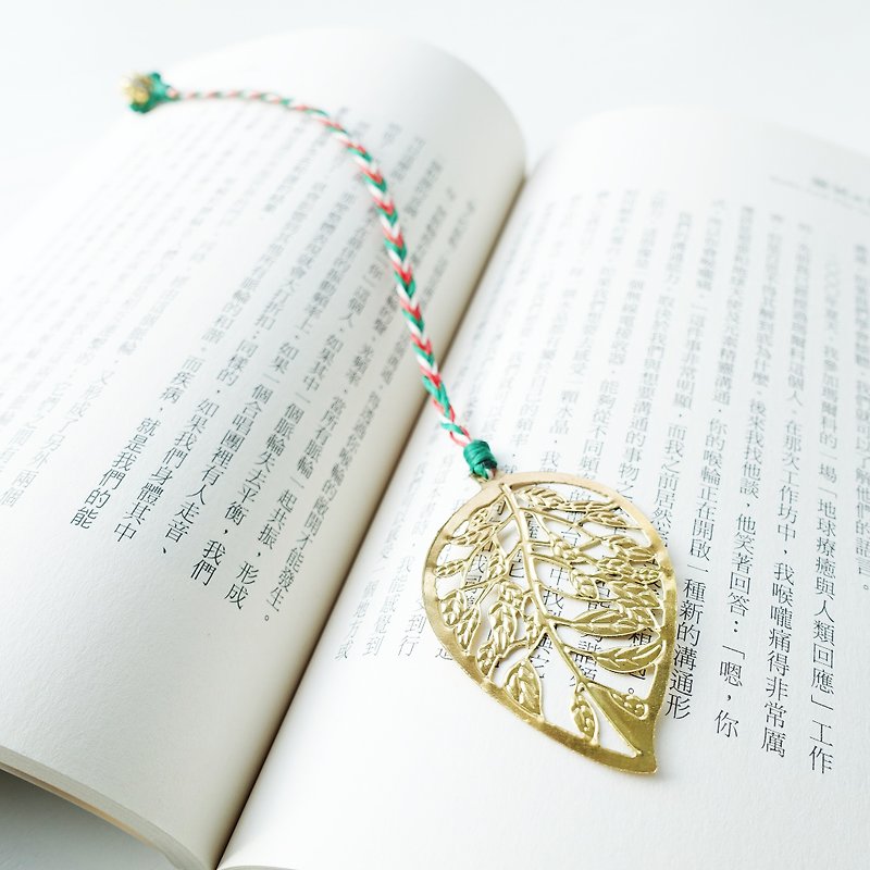 <GOLDEN LEAF> golden leaf bookmark christmas gift - Bookmarks - Other Metals Multicolor