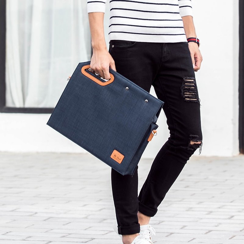 [The Dude] square handbag package brief package light personality design Fashionista - gray blue - กระเป๋าคลัทช์ - วัสดุอื่นๆ สีน้ำเงิน