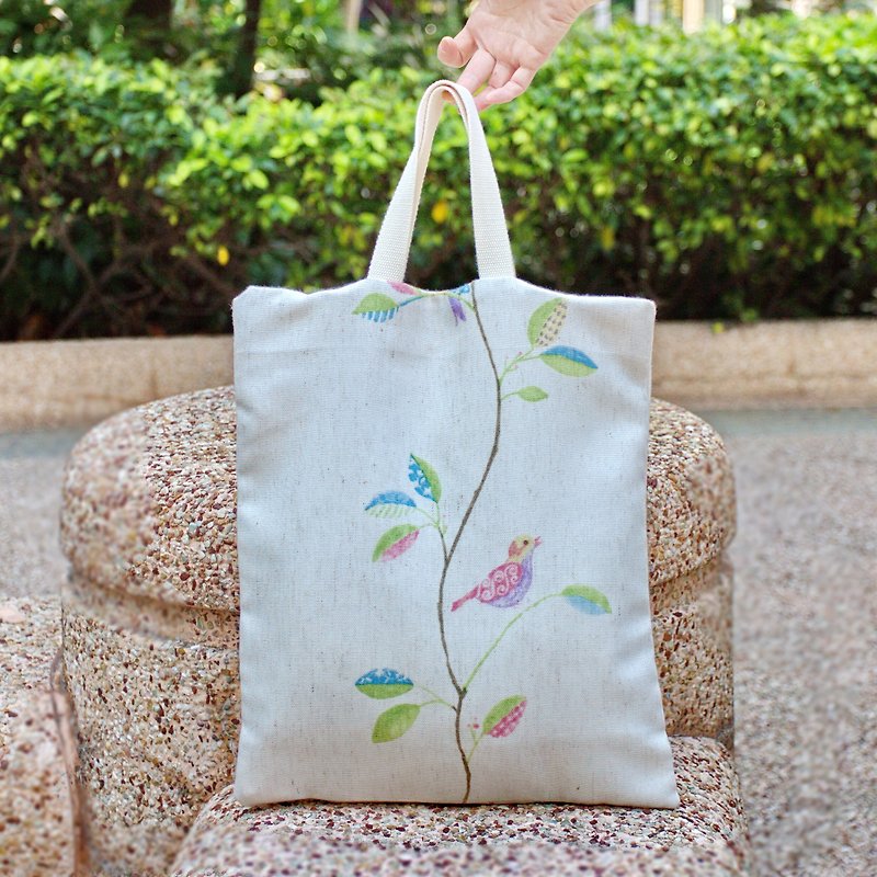 Silverbreeze combo dual-use portable shoulder bags, shoulder bag / backpack Dou - painting birds (S004) - Messenger Bags & Sling Bags - Cotton & Hemp White