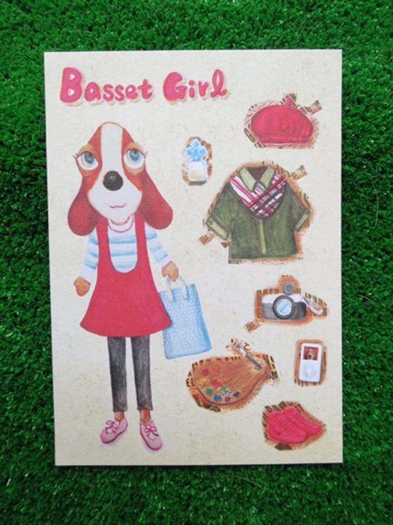 Dog people send Kelai Fu PL STUDIO series postcards [Basset Girl / Basset girl] - Cards & Postcards - Paper Red