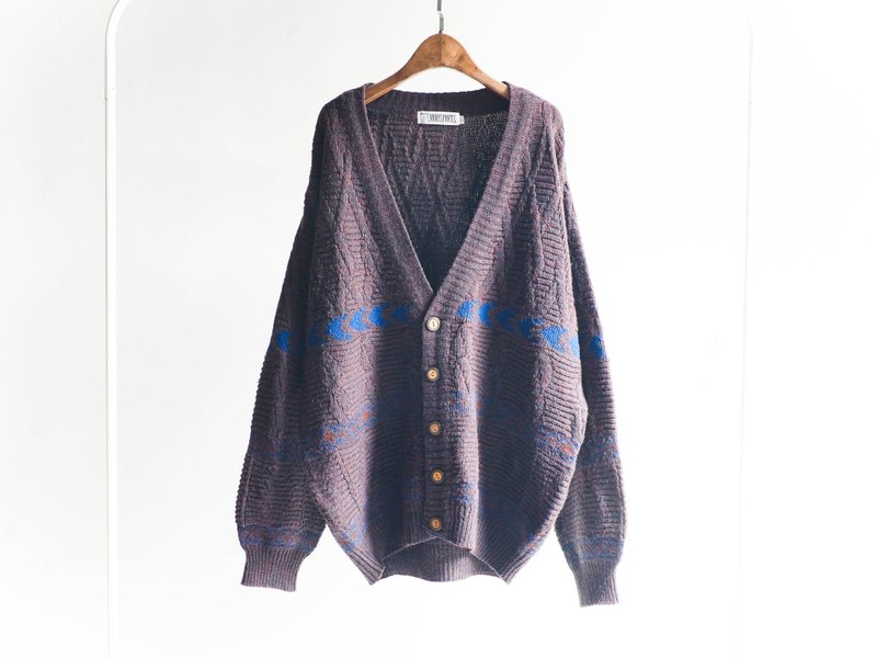 River Hill - Earl ocean dolphin swim half latte mixed woven three-dimensional textured antique wool sweater coat cardigan sweater vintage vintage oversize - เสื้อแจ็คเก็ต - ขนแกะ สีนำ้ตาล