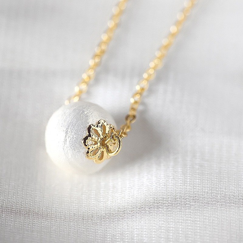 [ Single Pearl - cotton pearl necklace ] - สร้อยคอ - โลหะ ขาว
