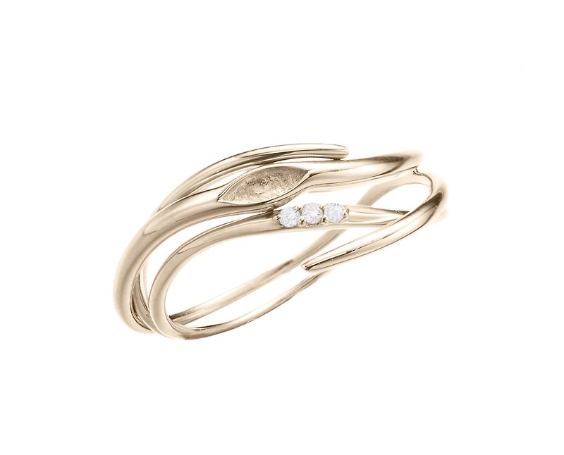 鑽石情侶戒指 優雅簡約黃金鑚戒 14K金男女戒指 鑽石黃金閨蜜對戒 - 對戒 - 鑽石 金色