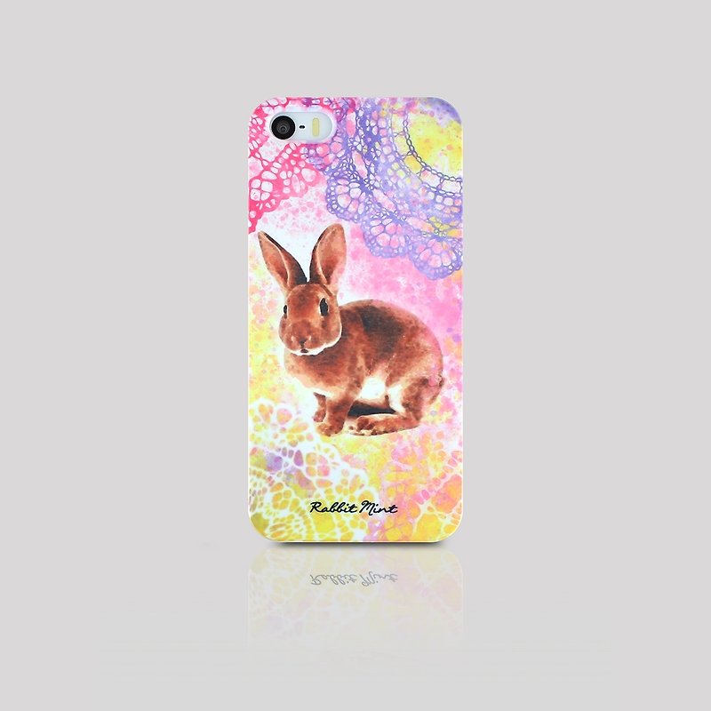 (Rabbit Mint) Mint Rabbit Phone Case - Drawing Lace Rabbit Series - iPhone 5 / 5S (P00069) - Phone Cases - Plastic Pink