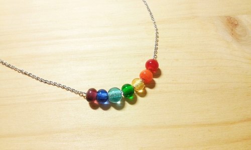 Yuzu Lin Liuli - Rainbow Bubble - Liuli Necklace - Small, thin chain style