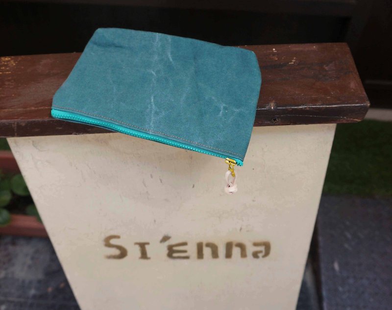 Sienna Stone Washed Canvas Universal Pouch - กระเป๋าเครื่องสำอาง - ผ้าฝ้าย/ผ้าลินิน สีน้ำเงิน