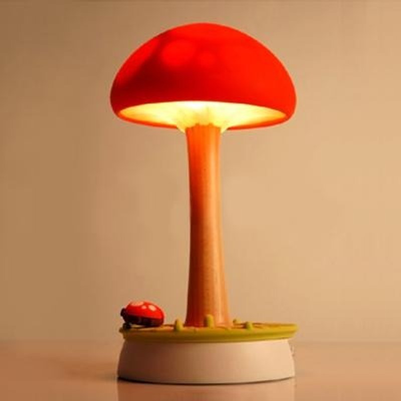 Vacii Mushroom蘑菇情境燈/夜燈/床頭燈/充電座 (加贈vacii捲線收納系列1個) - 燈具/燈飾 - 矽膠 紅色