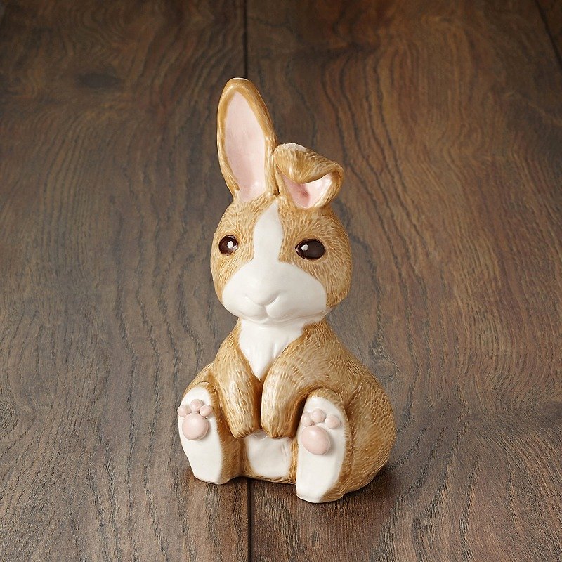 手工陶作可愛兔子 - 花瓶/花器 - 其他材質 卡其色