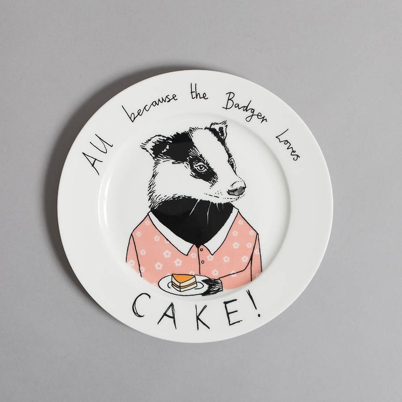 All because the badger loves cake 骨瓷餐盤 | Jimbobart - 盤子/餐盤/盤架 - 其他材質 白色