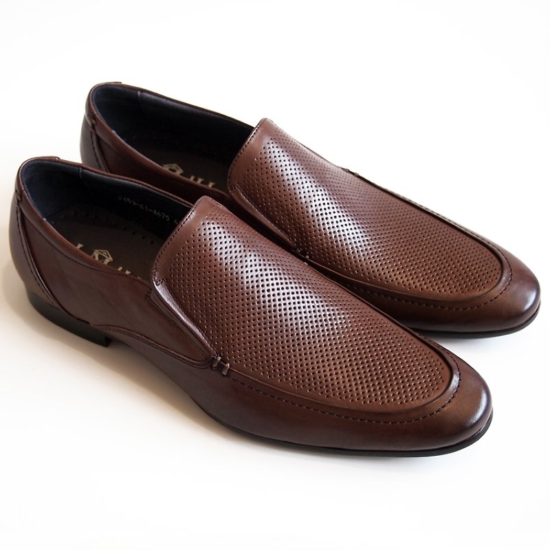 [LMdH] D1B20-89 hand-colored calfskin upper punch Kong Lefu Perforation-loafers brown shoes ‧ ‧ Free Shipping - Men's Oxford Shoes - Genuine Leather Brown