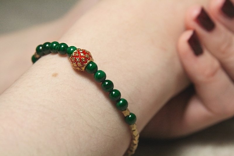 [Ofelia arts & amp; crafts] Natural Stone - Natural malachite bracelet [J03-Cosette] - Bracelets - Gemstone Green
