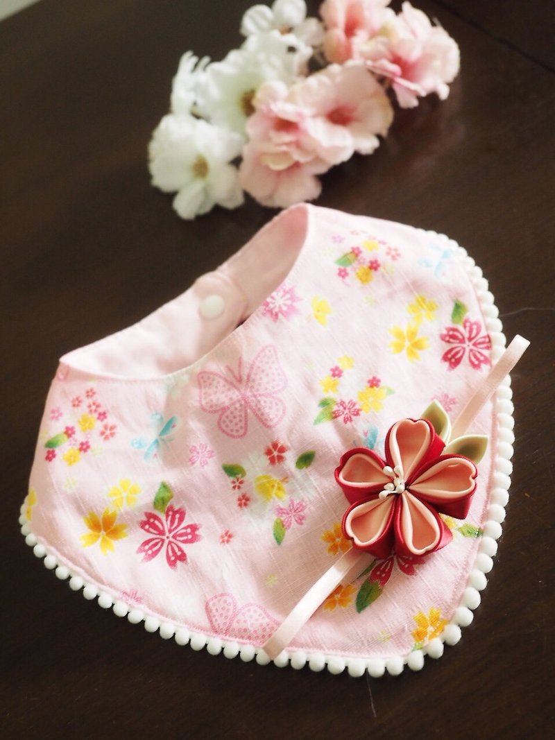 Handmade Sakura Baby Bib and headband set - Bibs - Other Materials Pink