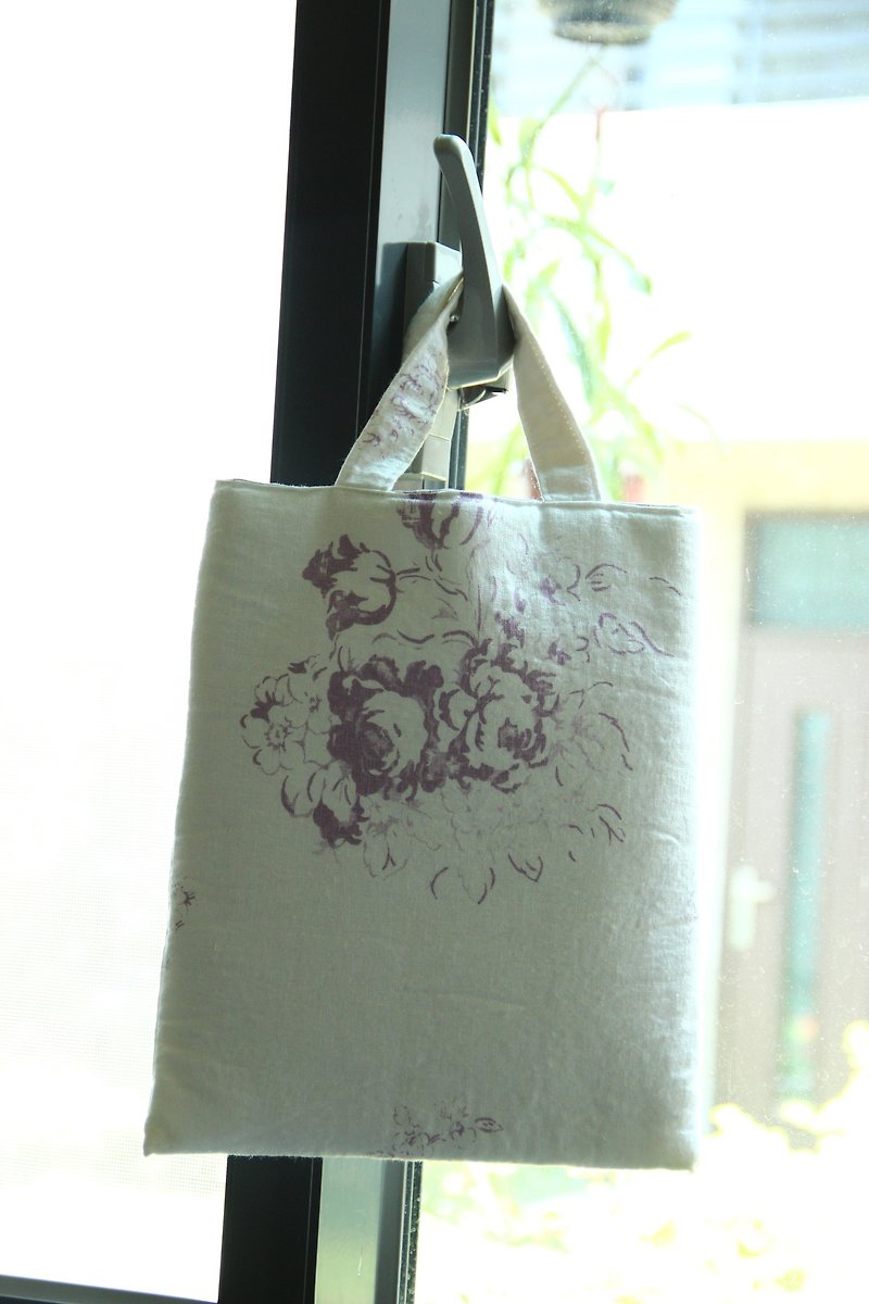 Provence small book bags - กระเป๋าถือ - ผ้าฝ้าย/ผ้าลินิน สีม่วง