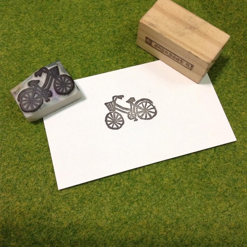 Bicycle▣Hand-engraved rubber stamp - Stamps & Stamp Pads - Rubber Green