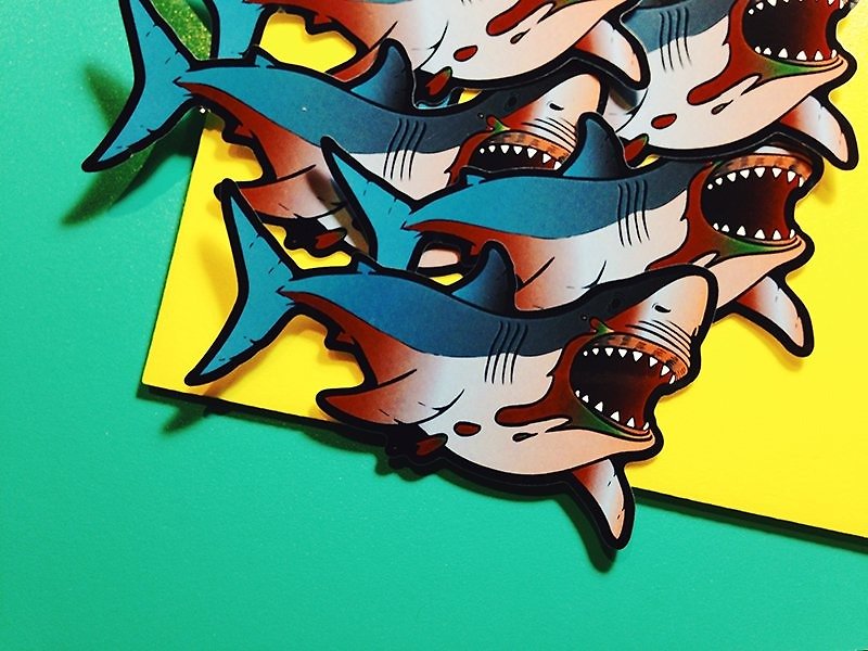 Shark / sticker - สติกเกอร์ - วัสดุกันนำ้ สีเทา