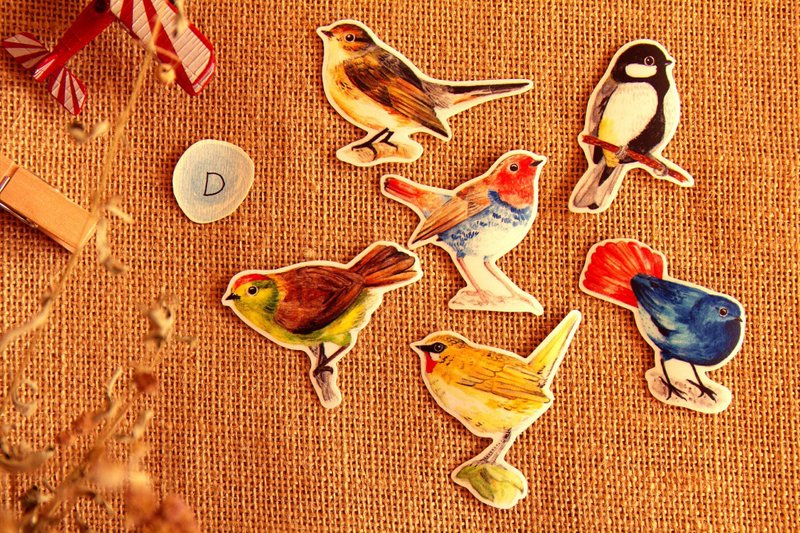 Wild birds painted waterproof stickers Group / D - Stickers - Waterproof Material 