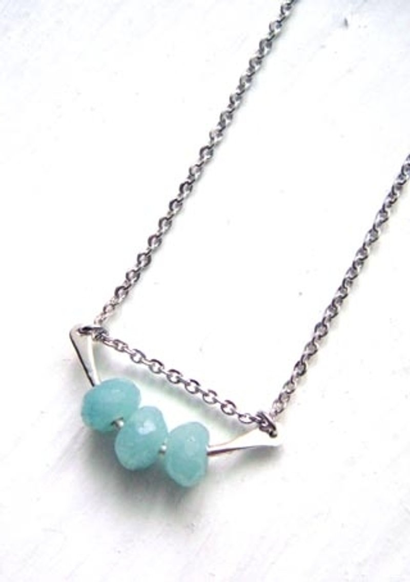 Natural stones (amazonite) Silver Necklace - สร้อยคอ - เครื่องเพชรพลอย สีน้ำเงิน