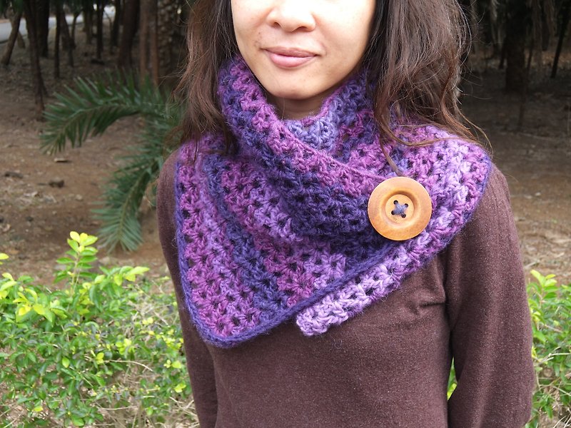 手工編織 紫色漸層羊毛暖暖脖圍／小披肩 - 其他 - 其他材質 紫色