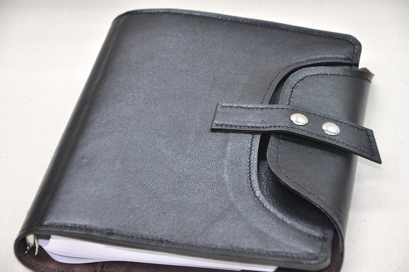 Cycle Life Series: Black Lambskin 6-hole A5 Loose-leaf Notebook - Notebooks & Journals - Genuine Leather Black