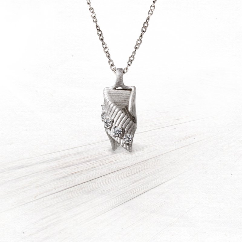 金點設計獎【守護 Guard】 925純銀鋯石項鍊 - 項鍊 - 其他金屬 灰色