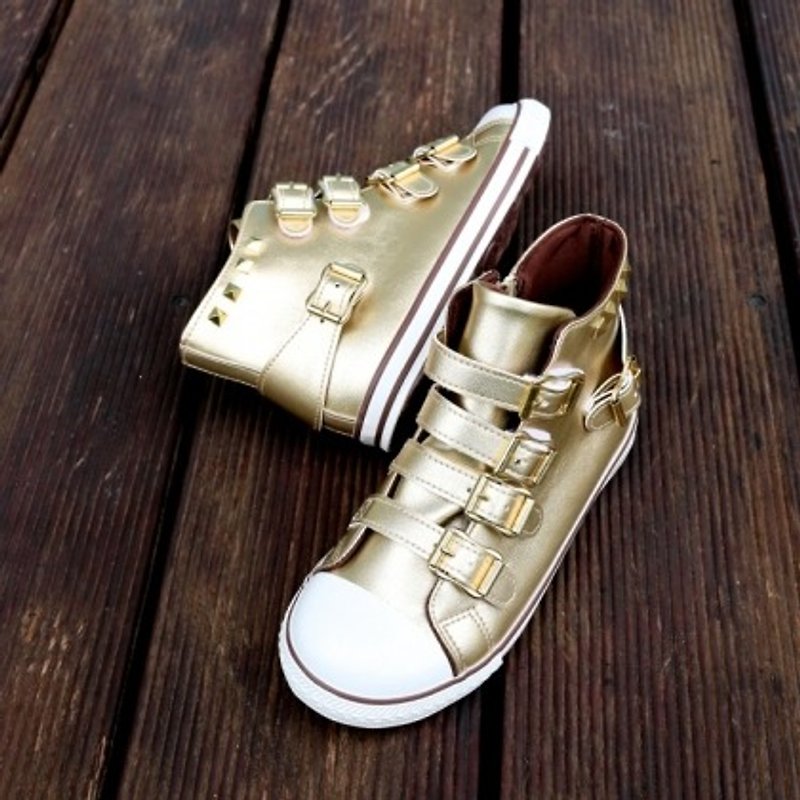 Stella金色鉚釘小高筒(零碼特價 僅接受退貨) - 童裝鞋 - 其他材質 卡其色