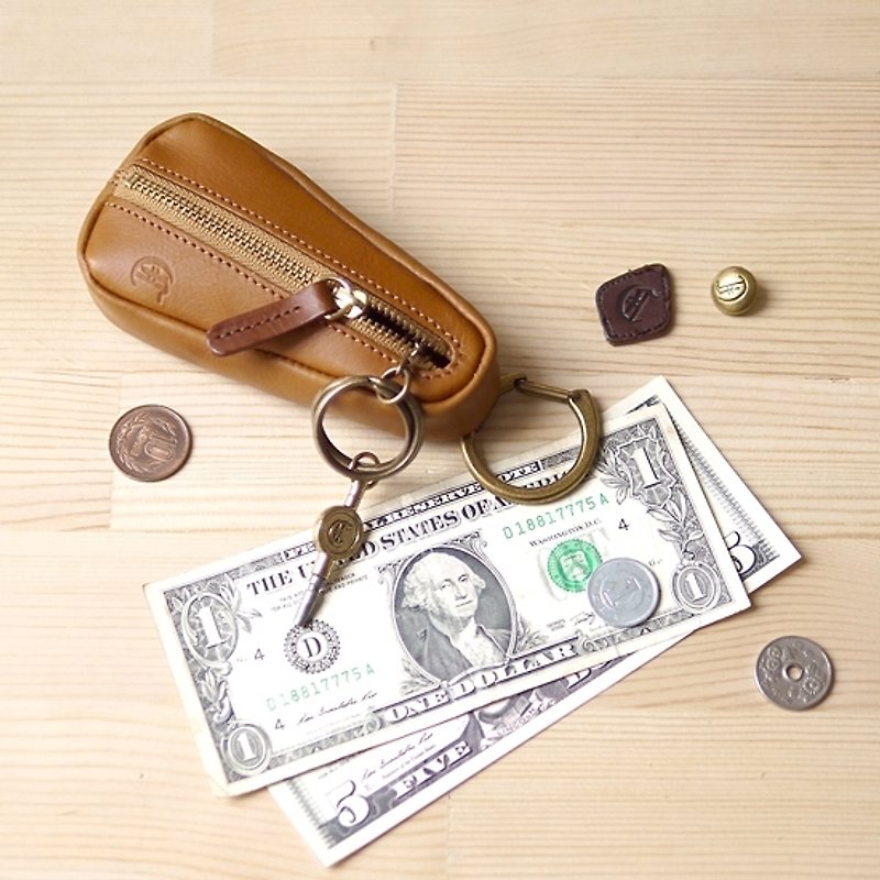 Japan counters brand leather key purse orders Order Made in Japan by CLEDRAN - กระเป๋าใส่เหรียญ - หนังแท้ สีนำ้ตาล