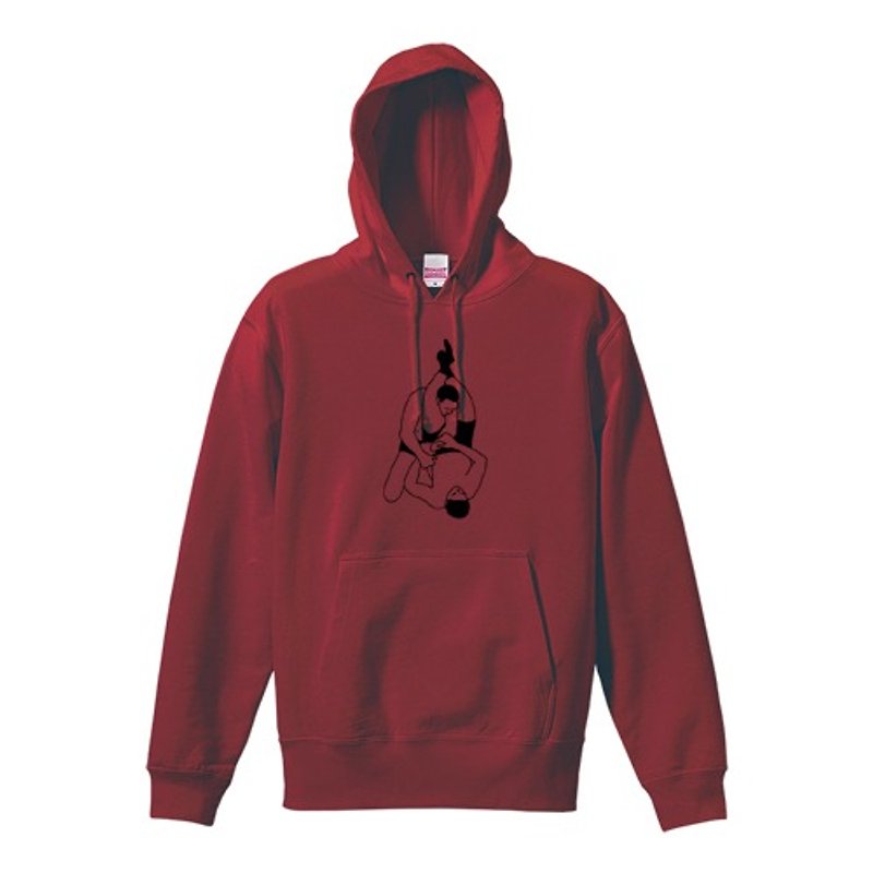 Triangle choke sweatshirt hoodie - เสื้อฮู้ด - ผ้าฝ้าย/ผ้าลินิน สีแดง