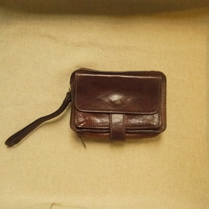 夕卡 Shika // Vintage bag THE BRIDGE經典手拿包 {A5-110} - 其他 - 真皮 咖啡色