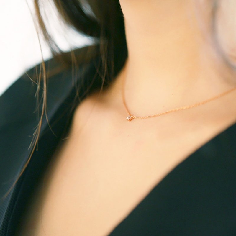 Cha mimi. The Simple Life. High quality single diamond necklace temperament - สร้อยคอ - วัสดุอื่นๆ สีทอง