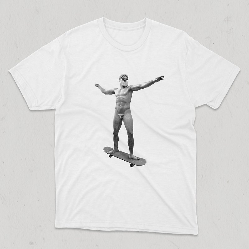 Skater Zeus 滑板宙斯 精梳棉舒適短T - 男 T 恤 - 棉．麻 白色
