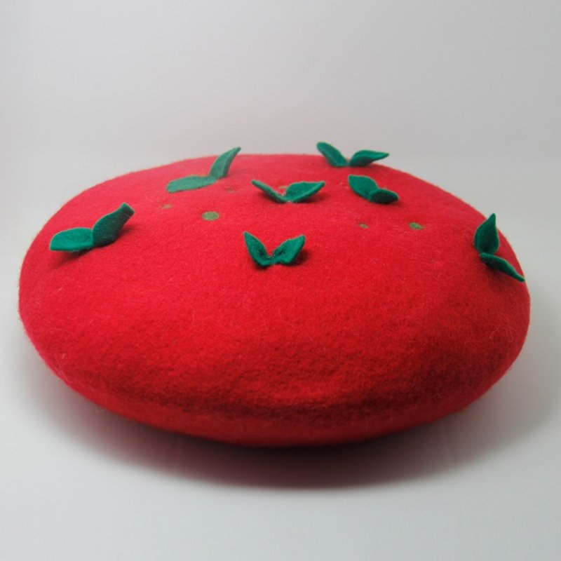 Handmade customized wool felt needled beret ( Item as picture shown)——gules - Hats & Caps - Wool Red