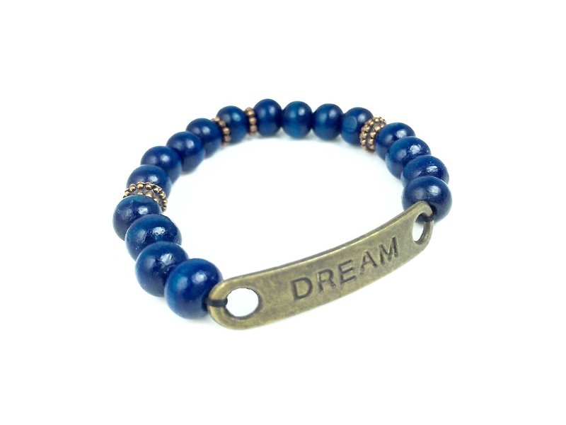 "Blue Dream Muzhu x bronze tag" - สร้อยข้อมือ - วัสดุอื่นๆ สีน้ำเงิน