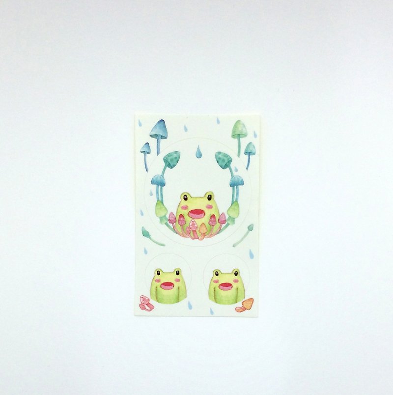 Sticker rainy day frog - สติกเกอร์ - กระดาษ สีเขียว