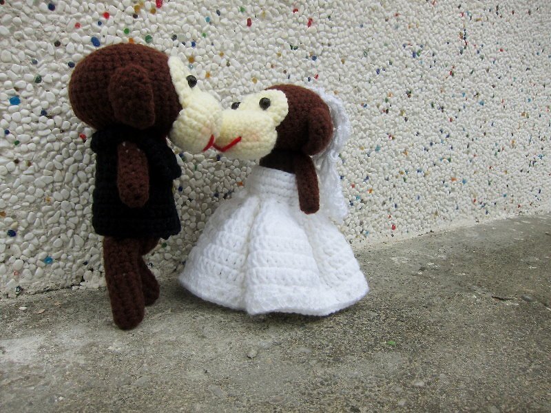 monkey. Wedding doll (customize your wedding doll) - Stuffed Dolls & Figurines - Other Materials Multicolor