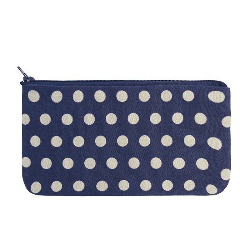 Japan Dots Pocket with Key Chain / Navy Blue - Coin Purses - Other Materials Blue