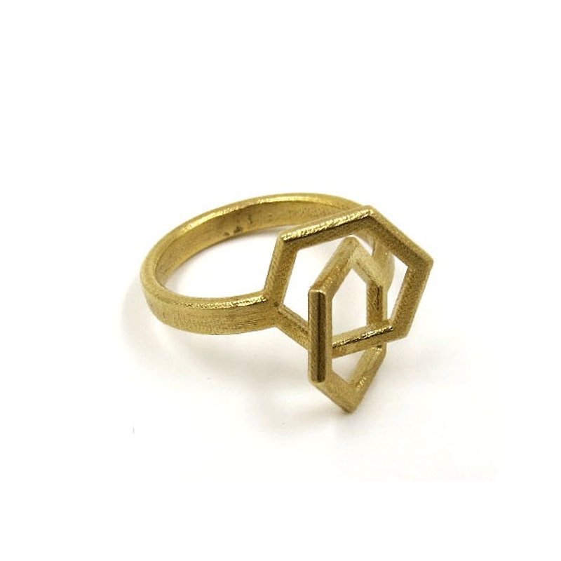 3D打印飾物戒指 - 三維打印 x Inter-hex Ring - 戒指 - 其他金屬 