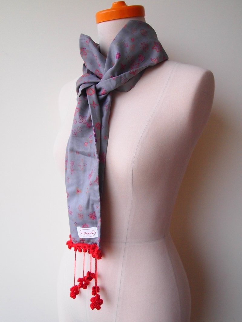 Broken lace-handmade scarf - Scarves - Cotton & Hemp Purple