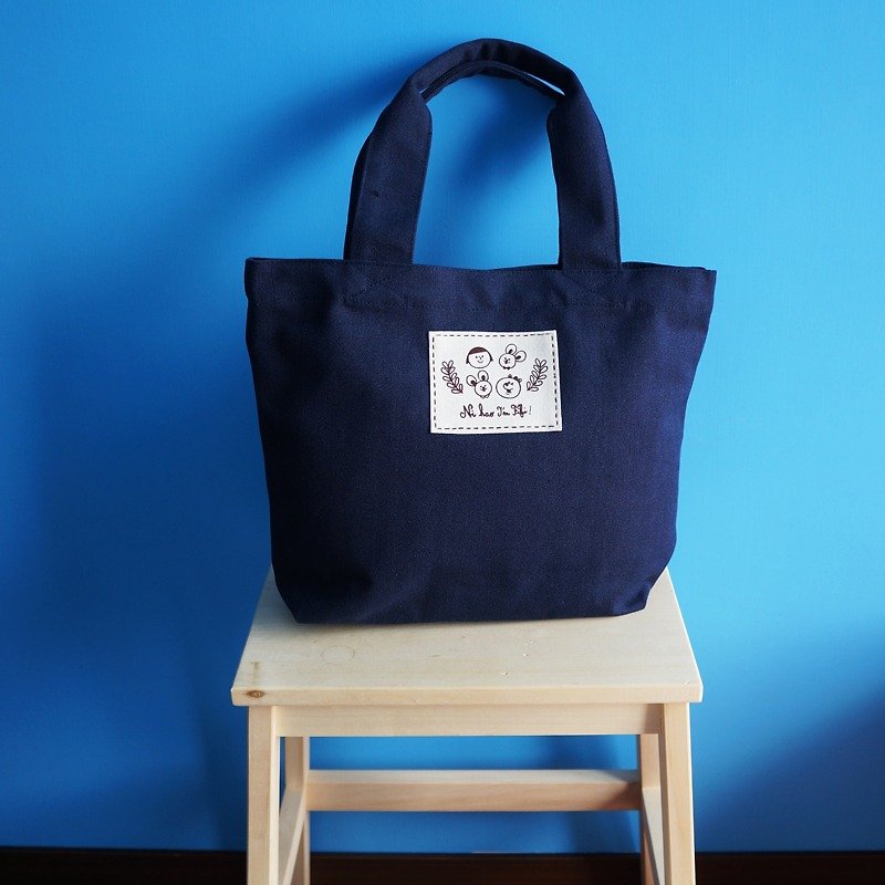 Ni Hao Im FiFi Cotton Canvas Tote (Fabric Standard) Shoulder / Handheld-Blue - Messenger Bags & Sling Bags - Cotton & Hemp Blue