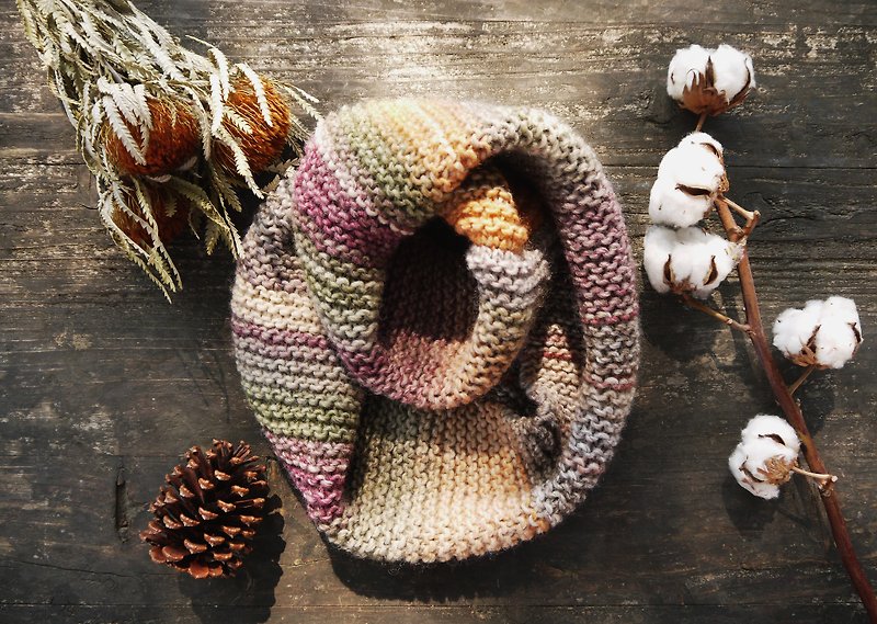 阿母100%的手作帽-圍脖-淺菜菜色漸層-新年/禮物 - 絲巾 - 其他材質 多色