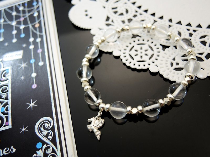 "DREAMLAND Fairy Tale Impression" Leaping Tianma Crystal White Crystal Bracelet - สร้อยข้อมือ - เครื่องเพชรพลอย ขาว