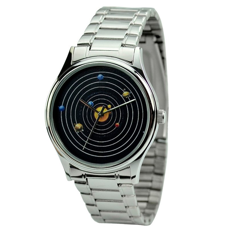 スチールソーラー時計 - 無料配送 - 腕時計 - 金属 グレー