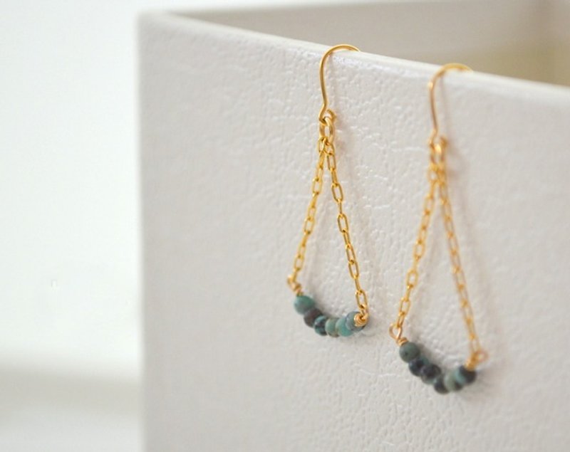 Turquoise long chain earrings - สร้อยคอยาว - โลหะ สีเขียว
