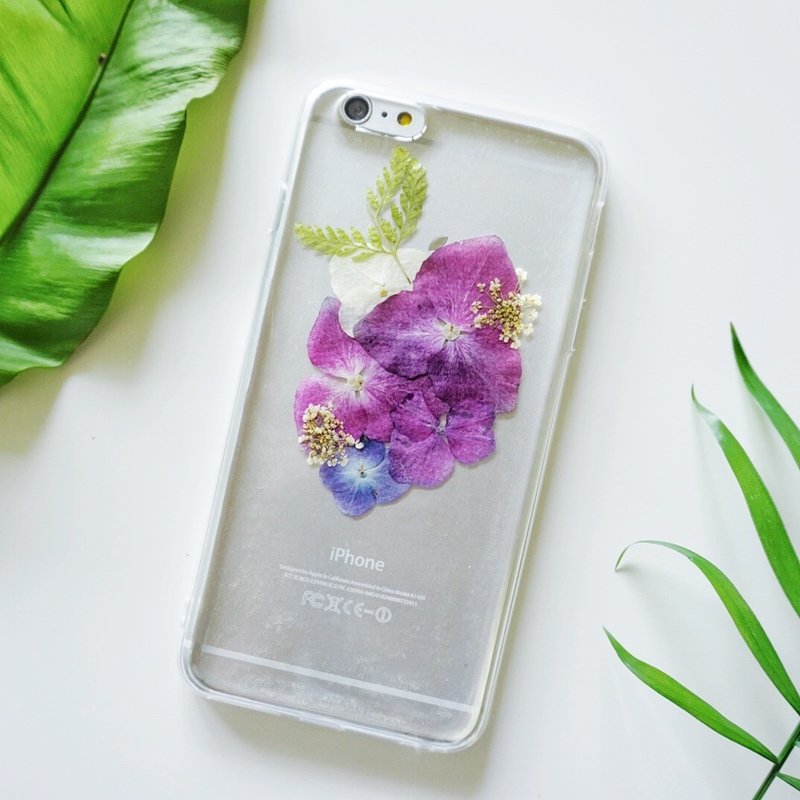 紅繡球限定系列// 植物標本 押花手機殼Iphone 5/5s/6/6s/6plus/6 plus s/ Samsung s4/s5/s6/Note2/Note3/Note4 - 手機殼/手機套 - 塑膠 