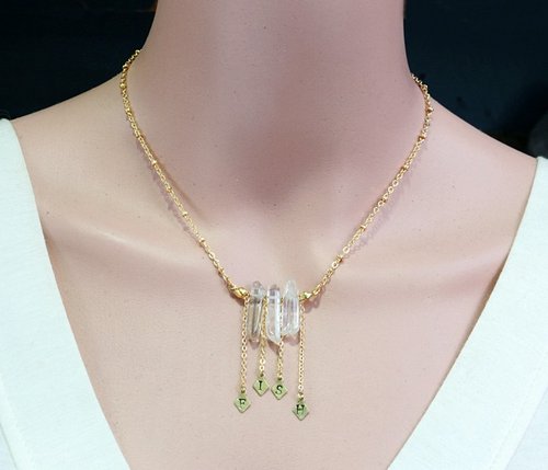 Necklace white crystal Minas [custom] hand knock mysterious letter original stone geometric series geometric minimalism Personalized Christmas Valentine&amp;#39;s Day birthday gift exchange