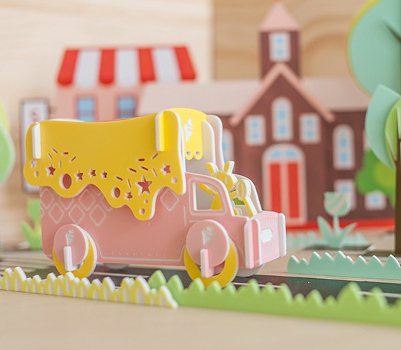 【Puzzle puzzle】Transportation tool series // Ice cream truck - Kids' Toys - Acrylic Pink