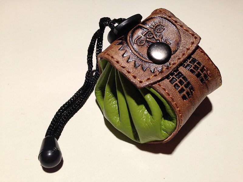 Leather feel beam port small purse - leather brand totem - green - กระเป๋าใส่เหรียญ - วัสดุอื่นๆ สีเขียว